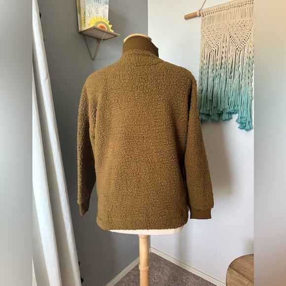 NWT! Aerie Dream Sherpa Quarter Zip Sweatshirt color brown size M - Picture 6 of 7